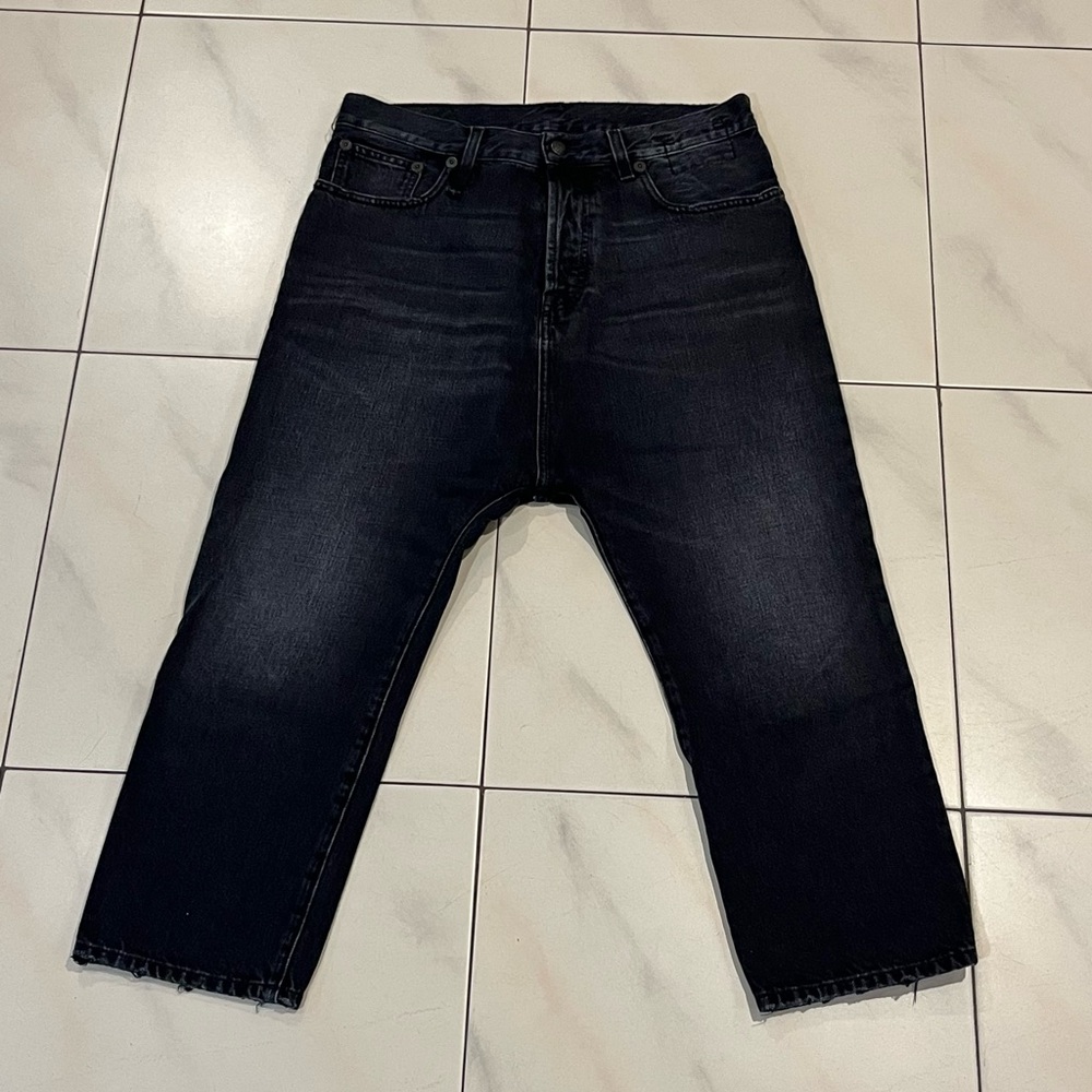 R13 Womens Boyfriend Jeans in Dark Indigo/Black Wash